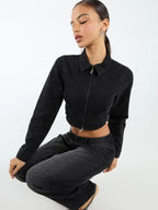 Alda VonRueden Black crop denim jacket