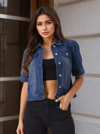 Arne Kilback Half sleeves crop Denim Jacket