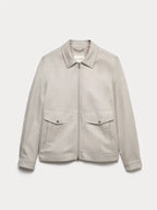 Robbie Ziemann Beige Cotton Rich Harrington Shirt Collar Jacket