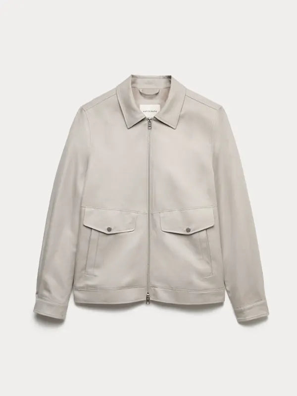 Robbie Ziemann Beige Cotton Rich Harrington Shirt Collar Jacket