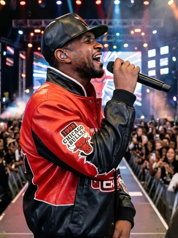 R&B Tour 2026 Usher Chicago Bulls Leather Jacket