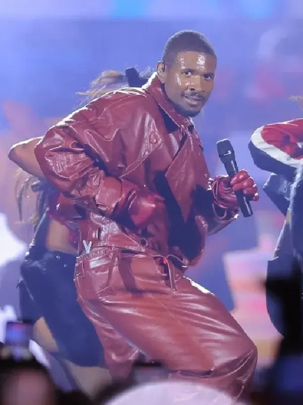 Usher R&B Tour 2026 Red Leather Jacket
