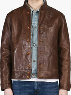 Vintage-Albert-Einstein-Leather-Brown-Jacket