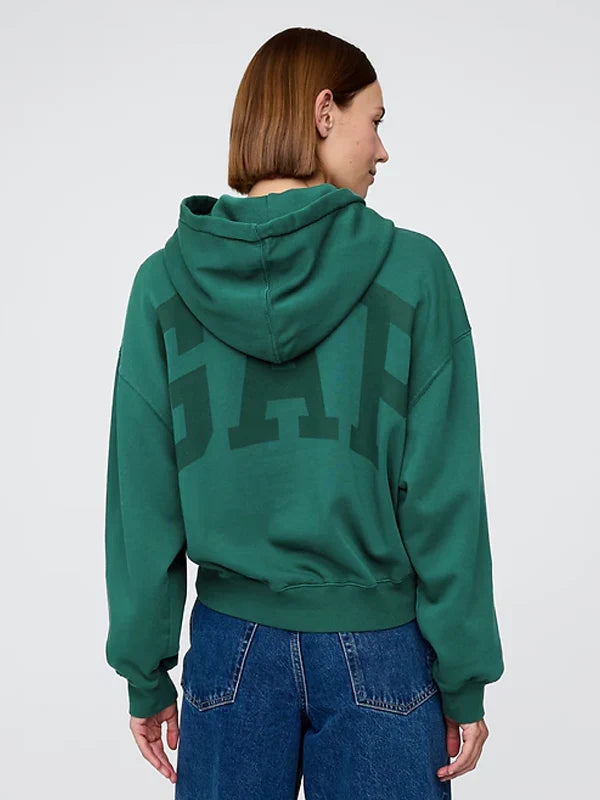 VintageSoft Crop Logo Hoodie