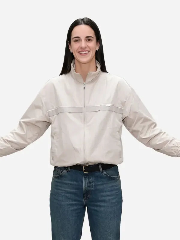 WNBA Caitlin Clark Beige Track Jacket