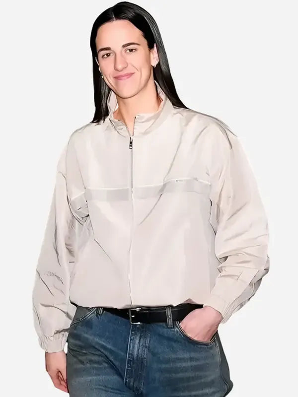 WNBA Caitlin Clark Beige Track Jacket