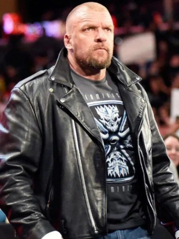 WWE-Triple-H-Raw-Black-Biker-Jacket