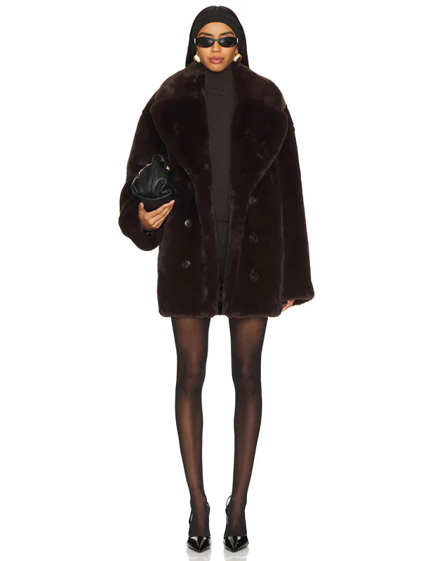 Wainscott Faux Fur Jacket In Brown Lovers And Friends