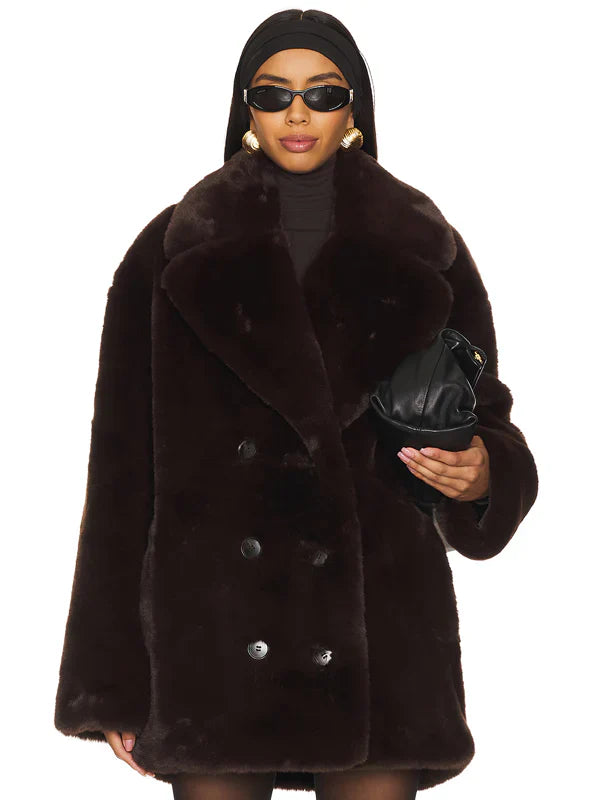 Wainscott Faux Fur Jacket In Brown Lovers And Friends