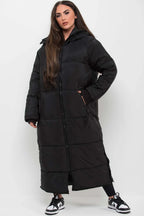 Warm women's black long coat