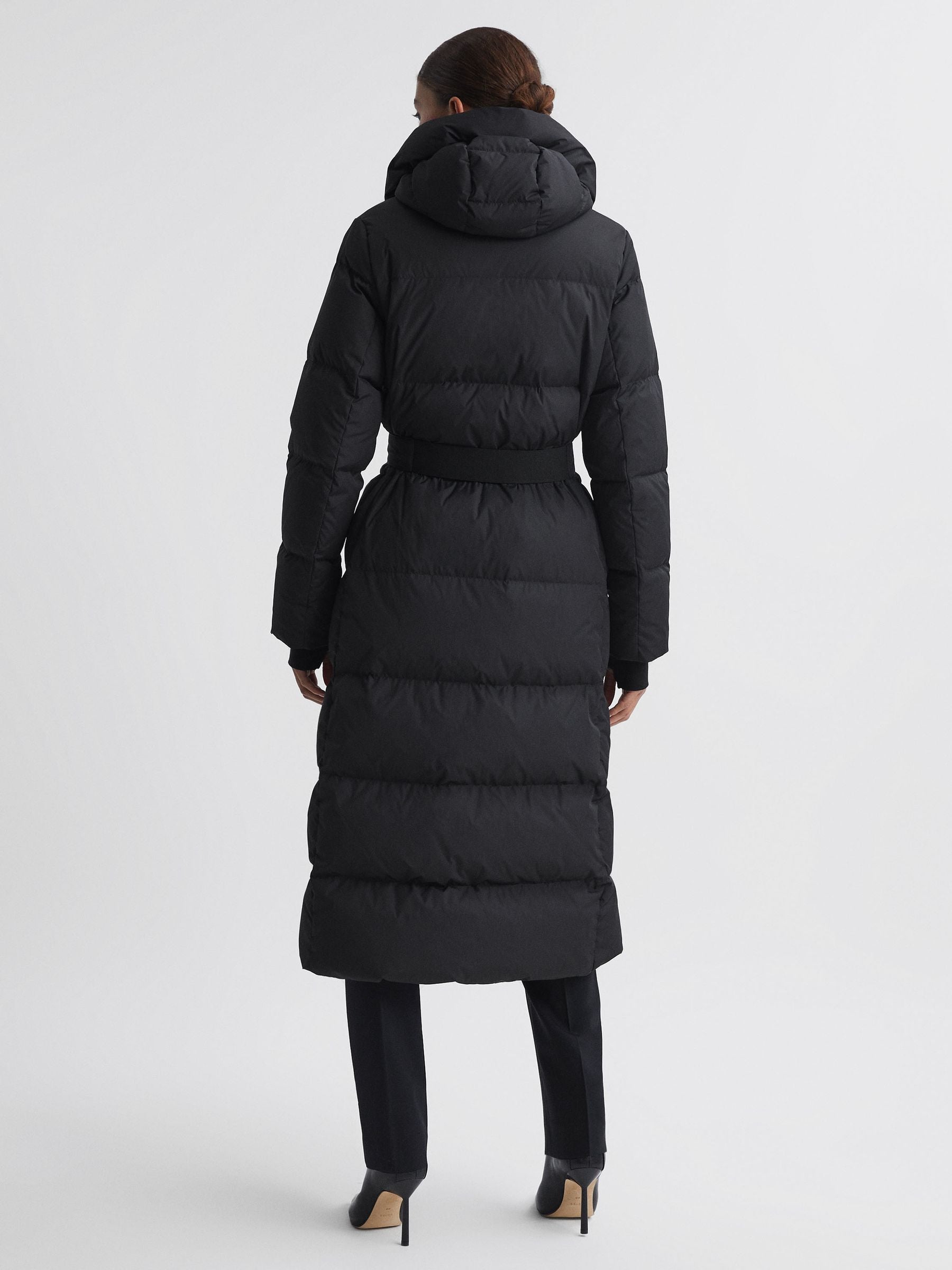 Warm women's black puffer outerwear