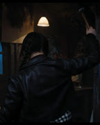 Wednesday Addams Black Cropped Leather Jacket