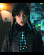 Wednesday Addams Black Cropped Leather Jacket