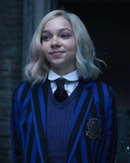 Wednesday S01 Nevermore Academy Striped Uniform Coat