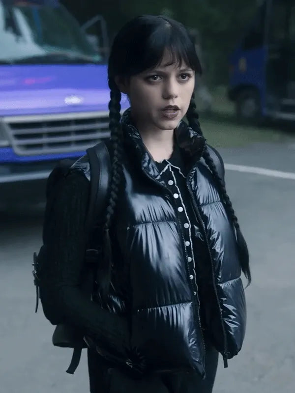 Wednesday Addams Black Puffer Vest