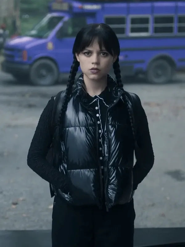 Wednesday Addams Black Puffer Vest