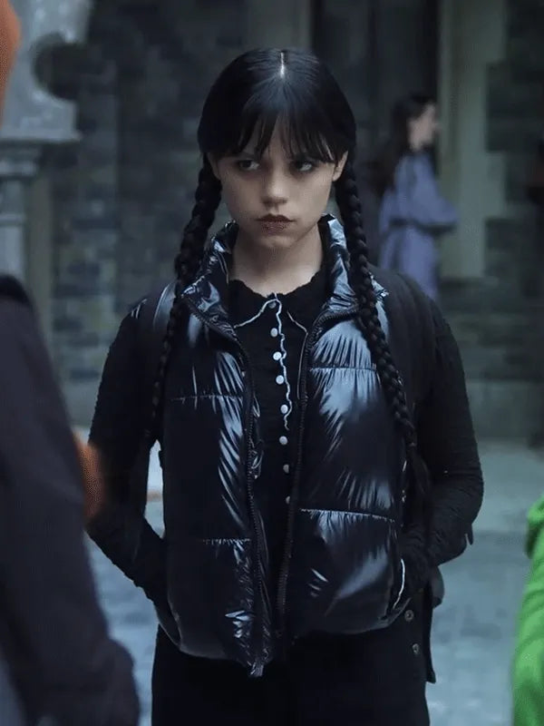Wednesday Addams Black Puffer Vest