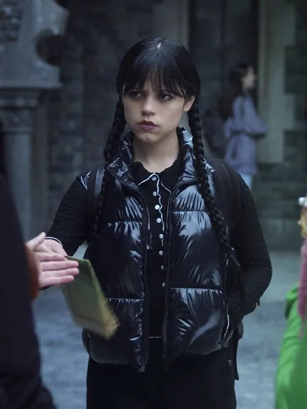 Wednesday Addams Black Puffer Vest