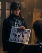Wednesday Addams Black Cropped Leather Jacket