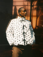 White-And-Black-Polka-Dot-Puffer-Jacket