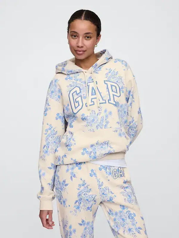 White-And-Blue-Floral-Gap-Hoodie