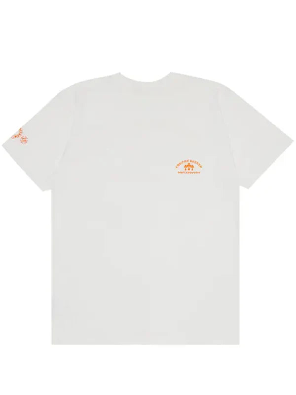 White-And-Orange-Chrome-Hearts-T-Shirt