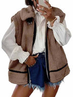 Wild Vacation Rentals 2026 New  Sherry Cola Fuzzy Brown Vest