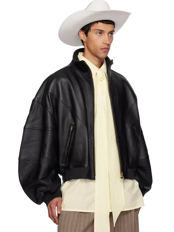 WILLY CHAVARRIA Black Ruff Rider Leather Jacket