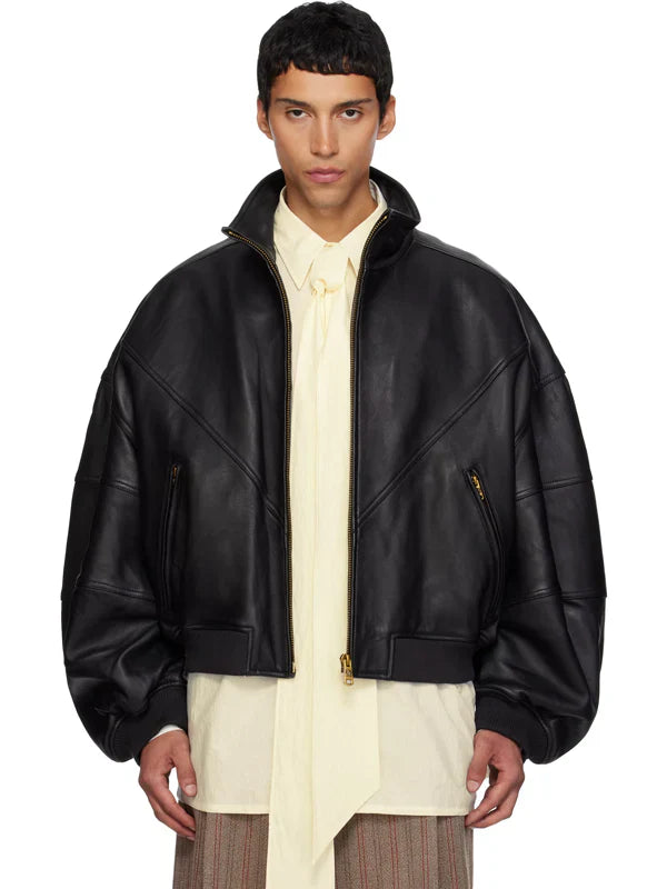 WILLY CHAVARRIA Black Ruff Rider Leather Jacket