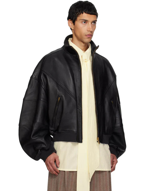 WILLY CHAVARRIA Black Ruff Rider Leather Jacket