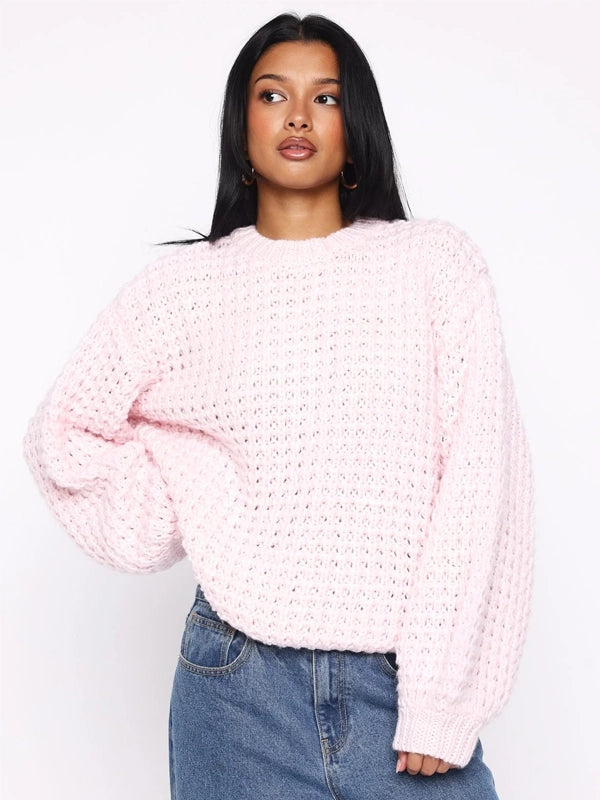Women-White-Fox-Pink-Knit-Sweater