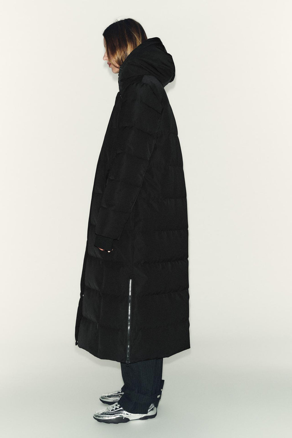 Women's black puffer coat Zara