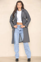Women's black short trench coat