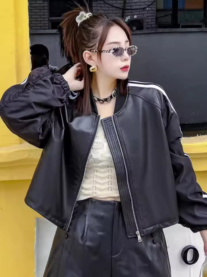 Leather Bomber Jacket Women