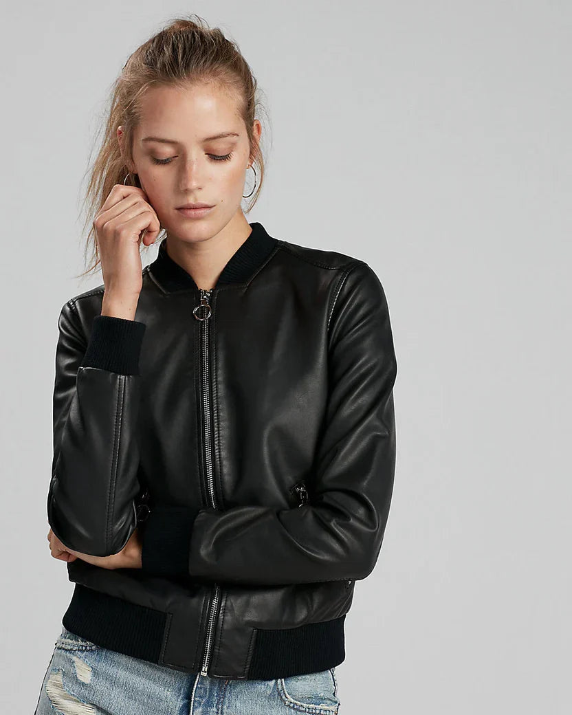 Leather Bomber Jacket Women