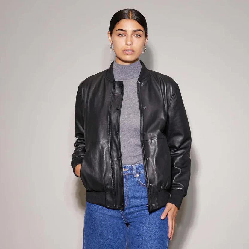Leather Bomber Jacket Women