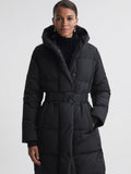 Women's long black puffer coat
