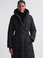 Women's long black puffer coat
