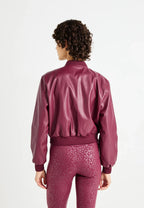 Burgundy Leather Bomber Jacket Women