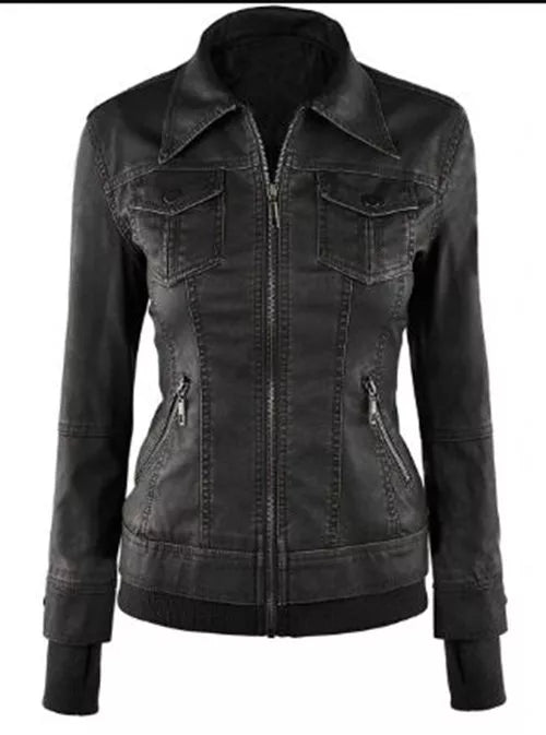 Womens Betty Black Bomber Removable Hoodie For Sale