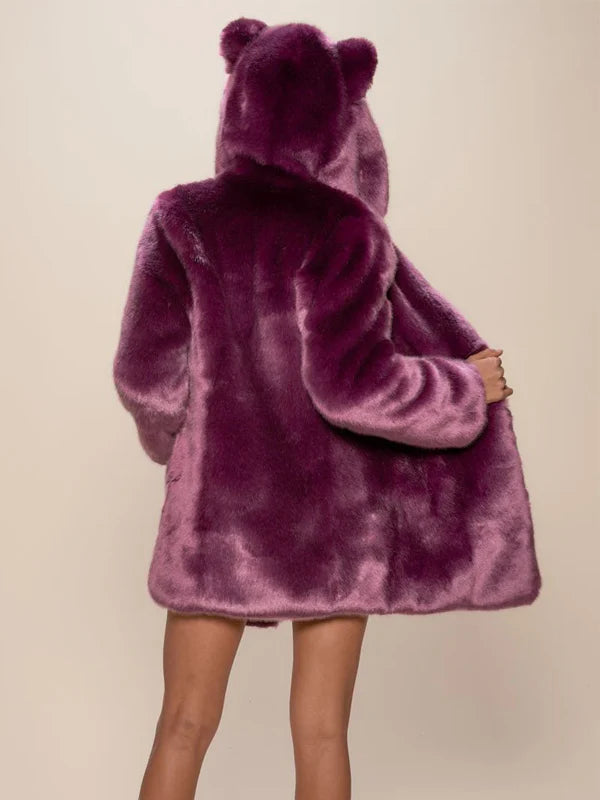 Womens-Dark-Purple-Faux-Fur-Coat-Back