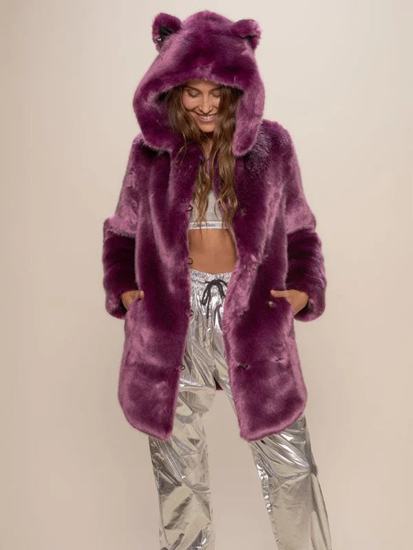 Womens-Dark-Purple-Faux-Fur-Coat
