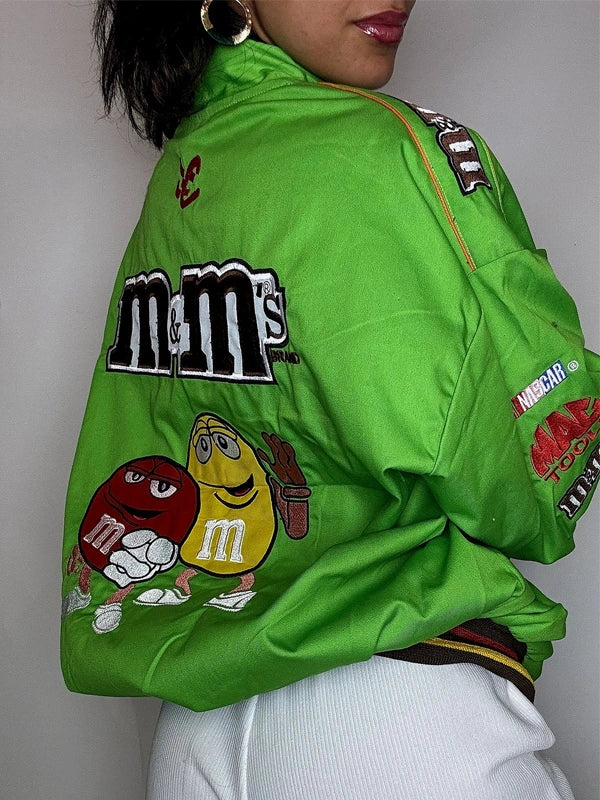 Womens-Green-M&M-Nascar-Jacket-Back