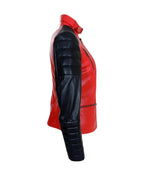 Women’s Motorcycle Red And Black Biker Jacket For Women