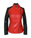 Women’s Motorcycle Red And Black Biker Jacket