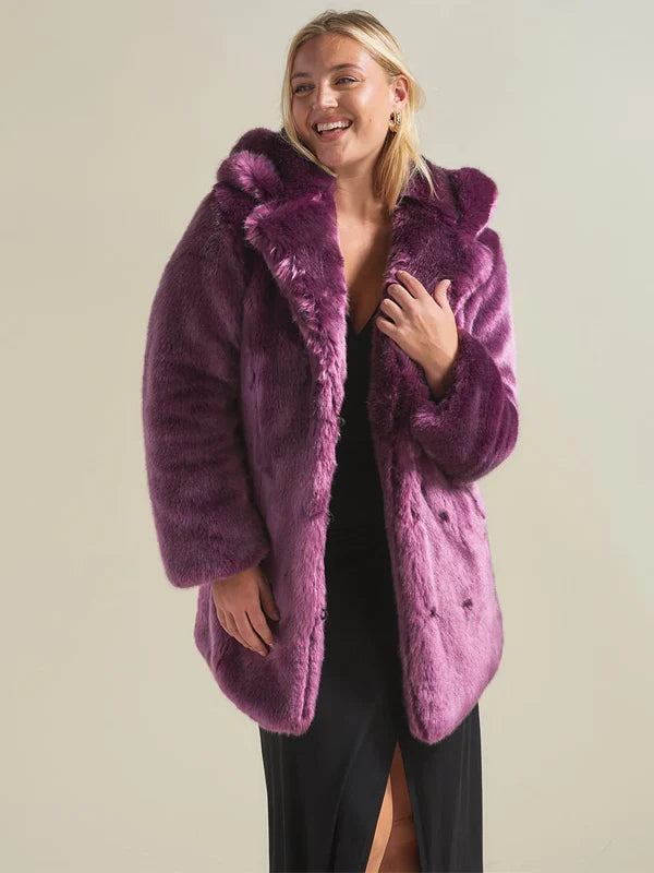 Womens-Purple-Faux-Fur-Coat