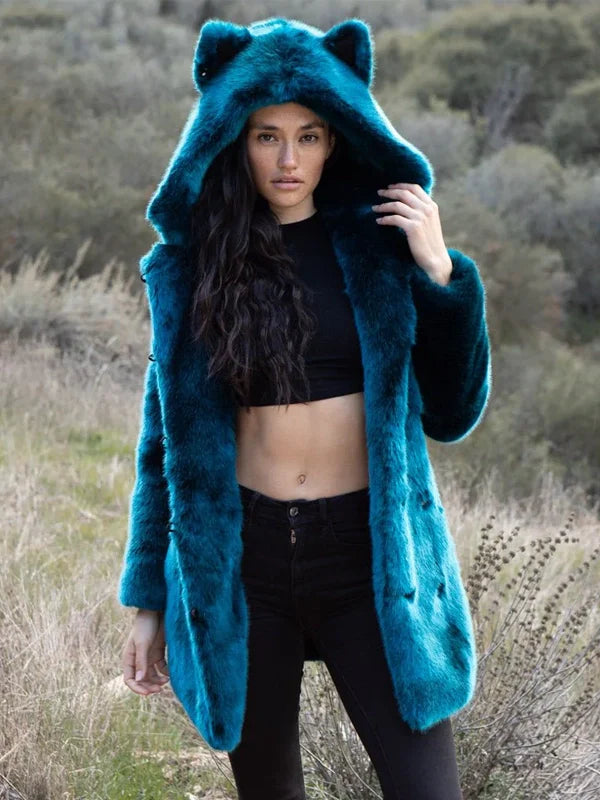Womens-Royal-Wolf-Faux-Fur-Blue-Coat