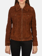 Women's-Suede-Brown-Trucker-Jacket