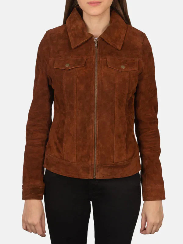 Women's-Suede-Brown-Trucker-Jacket