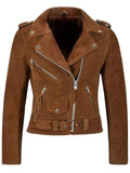 Women’s Suede Leather Biker Jacket